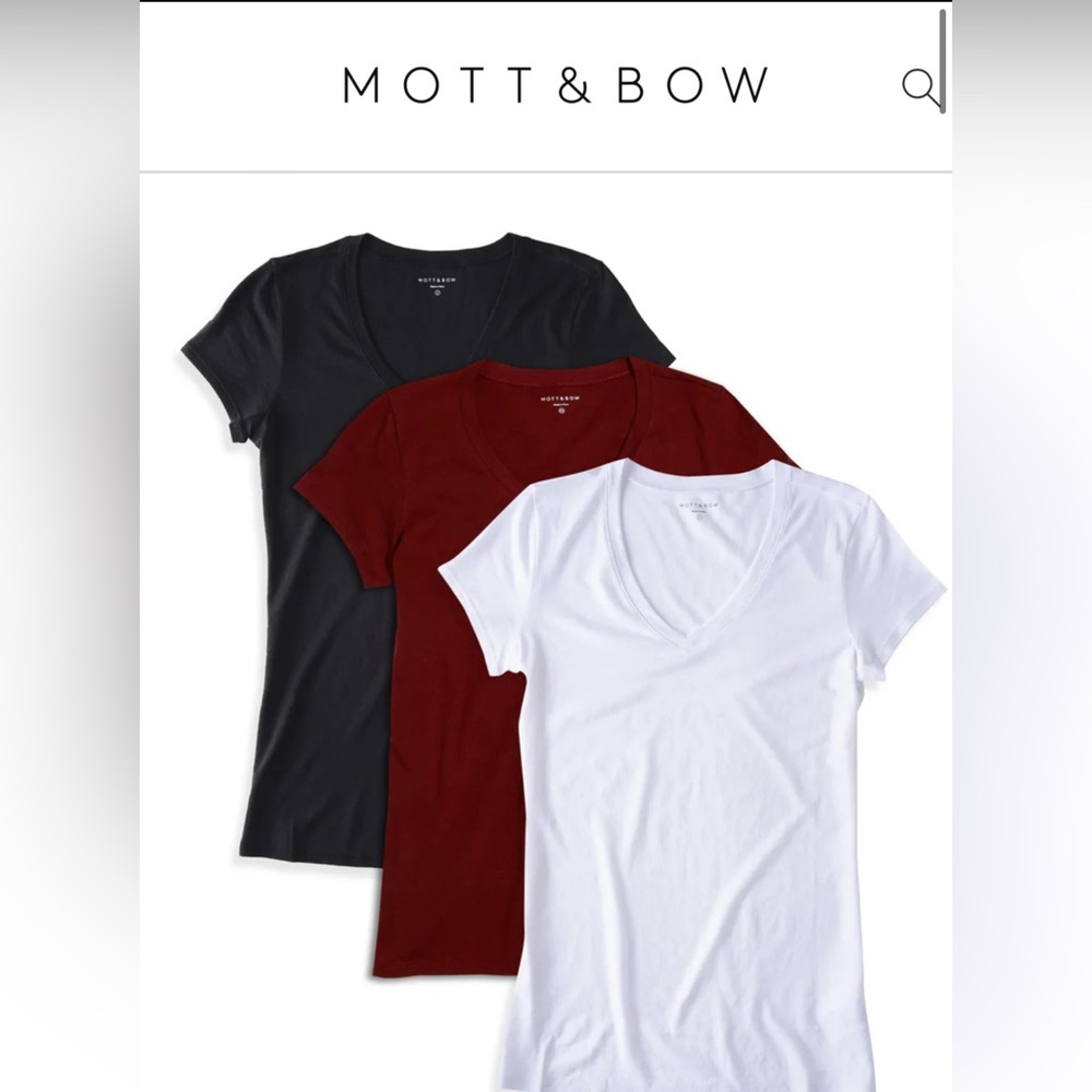 Mott & Bow Fitted V-Neck Marcy Tee Pack of 3 NWT size XXL black/white/crimson